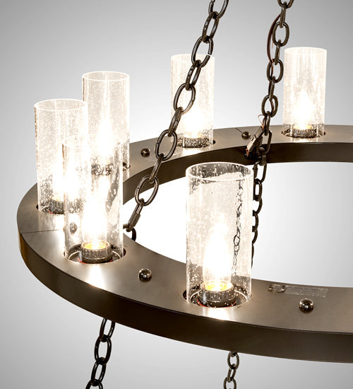 Meyda Lighting Loxley 60" 28-Light 2-Tier Timeless Bronze Chandelier With Clear Seeded Shade Glass