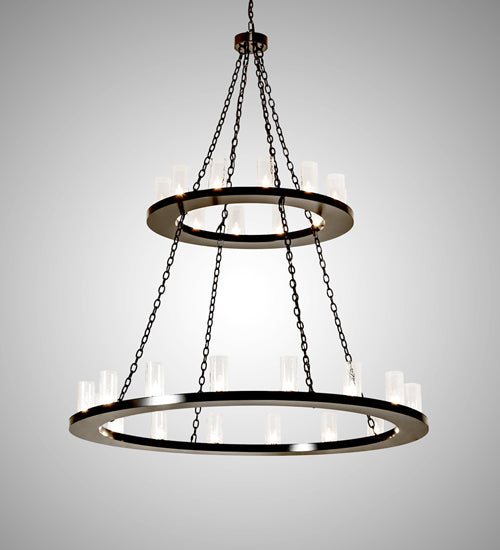 Meyda Lighting Loxley 60" 28-Light 2-Tier Timeless Bronze Chandelier With Clear Seeded Shade Glass