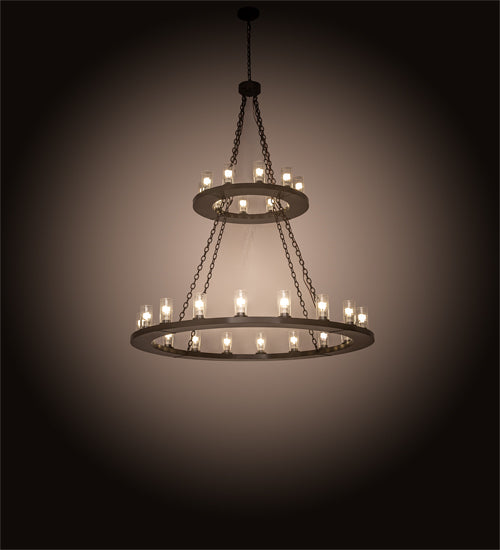 Meyda Lighting Loxley 60" 28-Light 2-Tier Timeless Bronze Chandelier With Clear Shade Glass