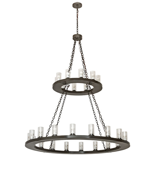 Meyda Lighting Loxley 60" 28-Light 2-Tier Timeless Bronze Chandelier With Clear Shade Glass