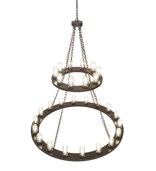 Meyda Lighting Loxley 60" 28-Light 2-Tier Timeless Bronze Chandelier With Clear Shade Glass