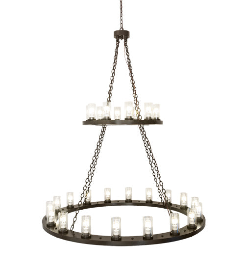 Meyda Lighting Loxley 60" 28-Light 2-Tier Timeless Bronze Chandelier With Clear Shade Glass