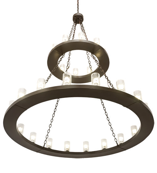 Meyda Lighting Loxley 60" 28-Light 2-Tier Timeless Bronze Chandelier With Clear Shade Glass