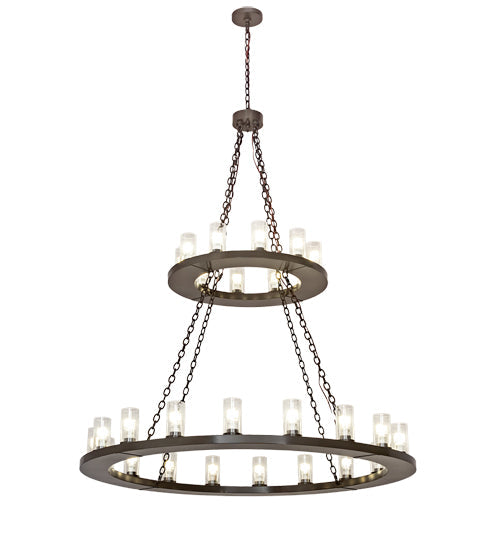 Meyda Lighting Loxley 60" 28-Light 2-Tier Timeless Bronze Chandelier With Clear Shade Glass