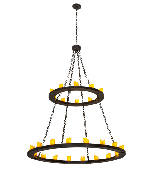 Meyda Lighting Loxley 60" 28-Light 2-Tier Timeless Bronze Chandelier With Ivory Faux Candlelight