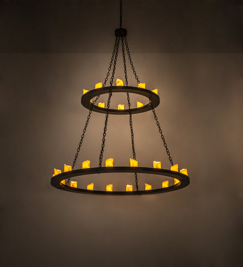 Meyda Lighting Loxley 60" 28-Light 2-Tier Timeless Bronze Chandelier With Ivory Faux Candlelight