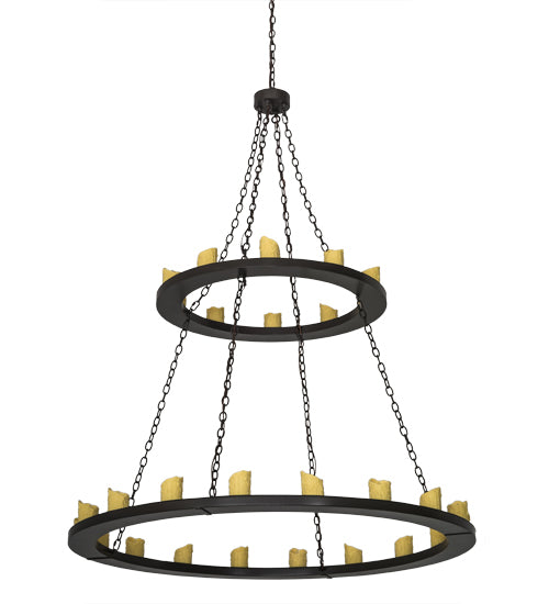 Meyda Lighting Loxley 60" 28-Light 2-Tier Timeless Bronze Chandelier With Ivory Faux Candlelight