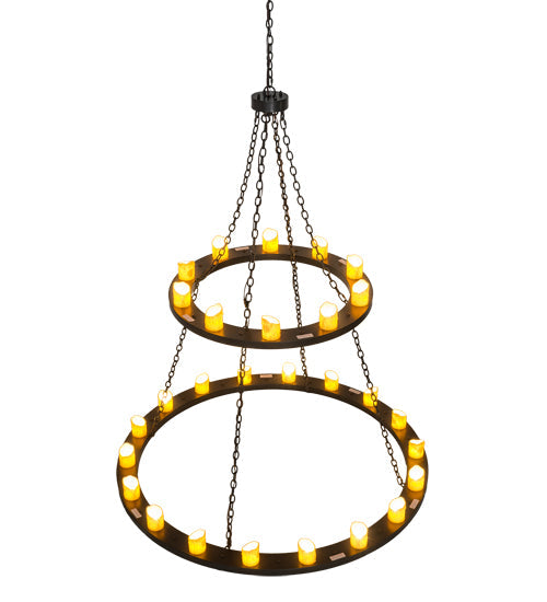 Meyda Lighting Loxley 60" 28-Light 2-Tier Timeless Bronze Chandelier With Ivory Faux Candlelight