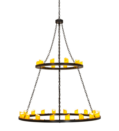 Meyda Lighting Loxley 60" 28-Light 2-Tier Timeless Bronze Chandelier With Ivory Faux Candlelight