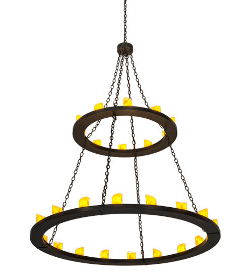 Meyda Lighting Loxley 60" 28-Light 2-Tier Timeless Bronze Chandelier With Ivory Faux Candlelight