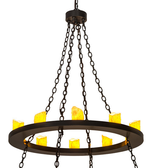 Meyda Lighting Loxley 60" 28-Light 2-Tier Timeless Bronze Chandelier With Ivory Faux Candlelight