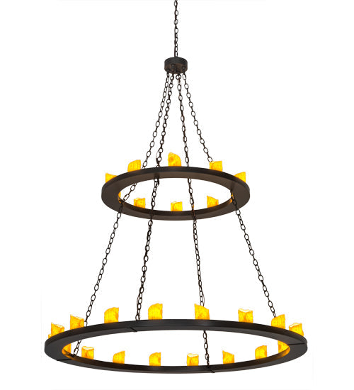 Meyda Lighting Loxley 60" 28-Light 2-Tier Timeless Bronze Chandelier With Ivory Faux Candlelight