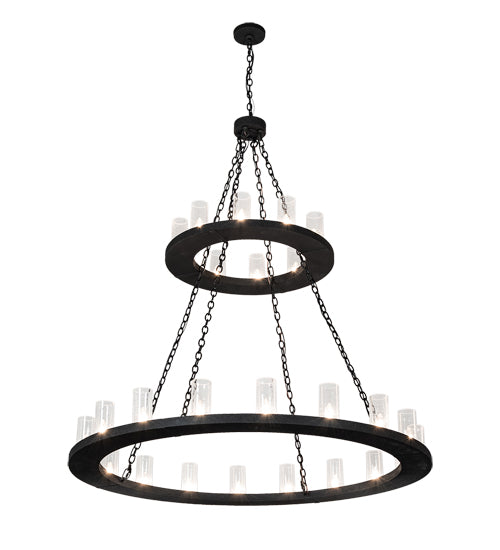 Meyda Lighting Loxley 60" 28-Light 2-Tier Wrinkle Black Chandelier With Clear Seeded Shade Glass
