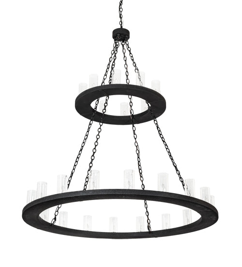 Meyda Lighting Loxley 60" 28-Light 2-Tier Wrinkle Black Chandelier With Clear Seeded Shade Glass