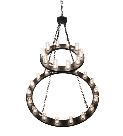 Meyda Lighting Loxley 60" 28-Light 2-Tier Wrinkle Black Chandelier With Clear Seeded Shade Glass
