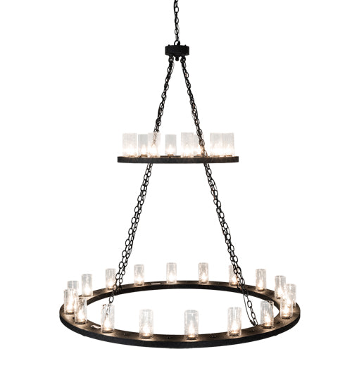 Meyda Lighting Loxley 60" 28-Light 2-Tier Wrinkle Black Chandelier With Clear Seeded Shade Glass