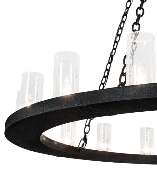 Meyda Lighting Loxley 60" 28-Light 2-Tier Wrinkle Black Chandelier With Clear Seeded Shade Glass