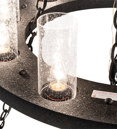 Meyda Lighting Loxley 60" 28-Light 2-Tier Wrinkle Black Chandelier With Clear Seeded Shade Glass