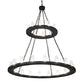 Meyda Lighting Loxley 60" 28-Light 2-Tier Wrinkle Black Chandelier With Clear Seeded Shade Glass