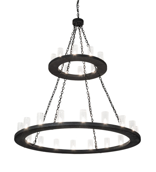 Meyda Lighting Loxley 60" 28-Light 2-Tier Wrinkle Black Chandelier With Clear Seeded Shade Glass