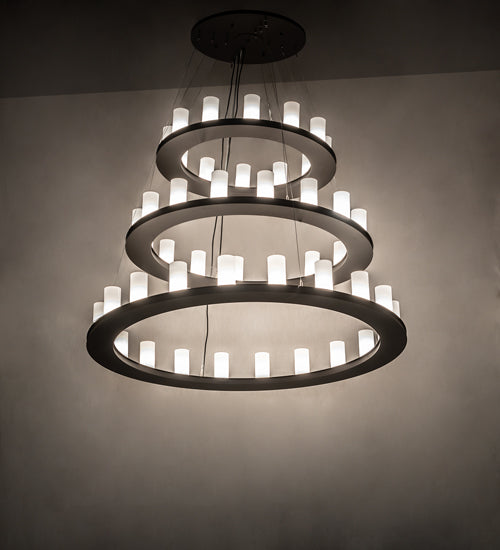 Meyda Lighting Loxley 60" 48-Light 3-Tier Oil Rubbed Bronze Chandelier With White Statuario Idalight Shade