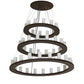 Meyda Lighting Loxley 60" 48-Light 3-Tier Oil Rubbed Bronze Chandelier With White Statuario Idalight Shade