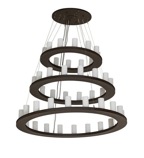 Meyda Lighting Loxley 60" 48-Light 3-Tier Oil Rubbed Bronze Chandelier With White Statuario Idalight Shade