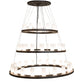 Meyda Lighting Loxley 60" 48-Light 3-Tier Oil Rubbed Bronze Chandelier With White Statuario Idalight Shade