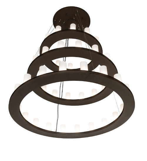 Meyda Lighting Loxley 60" 48-Light 3-Tier Oil Rubbed Bronze Chandelier With White Statuario Idalight Shade