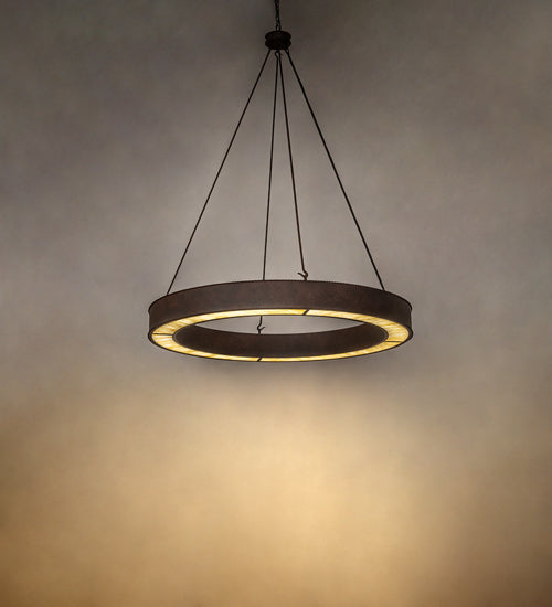 Meyda Lighting Loxley 60" LED Rusty Nail Escabroso Chandelier With Botticino Idalight Shade