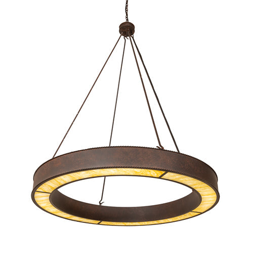 Meyda Lighting Loxley 60" LED Rusty Nail Escabroso Chandelier With Botticino Idalight Shade