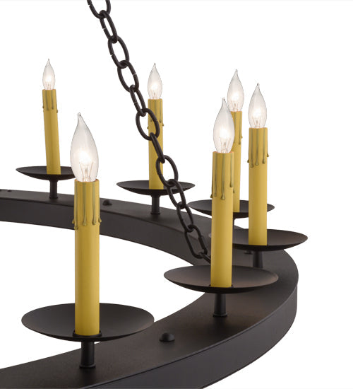 Meyda Lighting Loxley 61" 24-Light 2-Tier Textured Black Chandelier With Ivory Faux Candlelight