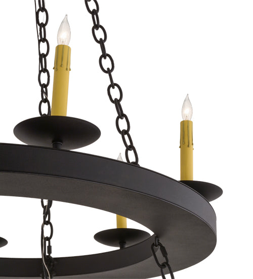 Meyda Lighting Loxley 61" 24-Light 2-Tier Textured Black Chandelier With Ivory Faux Candlelight