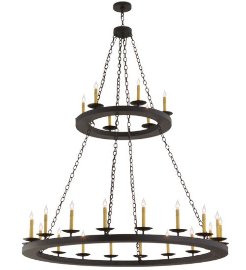 Meyda Lighting Loxley 61" 24-Light 2-Tier Textured Black Chandelier With Ivory Faux Candlelight