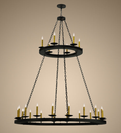 Meyda Lighting Loxley 61" 24-Light 2-Tier Timeless Bronze Chandelier With Faux Candlelight
