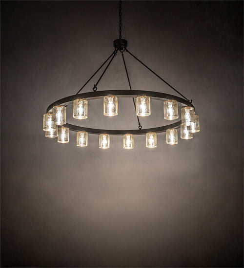 Meyda Lighting Loxley 62" 16-Light Oil Rubbed Bronze Needham Chandelier With Clear Mercury Shade Glass