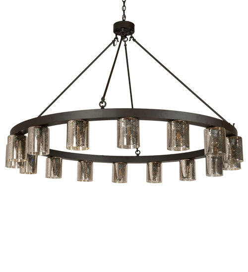 Meyda Lighting Loxley 62" 16-Light Oil Rubbed Bronze Needham Chandelier With Clear Mercury Shade Glass