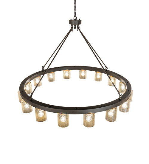 Meyda Lighting Loxley 62" 16-Light Oil Rubbed Bronze Needham Chandelier With Clear Mercury Shade Glass