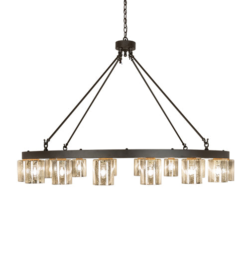 Meyda Lighting Loxley 62" 16-Light Oil Rubbed Bronze Needham Chandelier With Clear Mercury Shade Glass