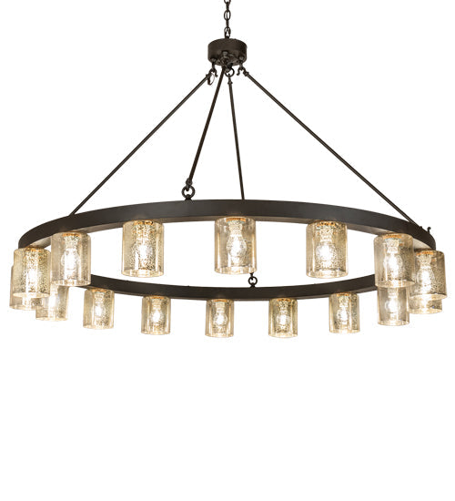 Meyda Lighting Loxley 62" 16-Light Oil Rubbed Bronze Needham Chandelier With Clear Mercury Shade Glass