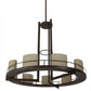 Meyda Lighting Loxley 68" 9-Light Mahogany Bronze Tac Air Chandelier With Beige Sahara Taupe Idalight Shade Glass