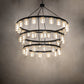 Meyda Lighting Loxley 70" 44-Light 3-Tier Blackwash Horizon Ring Chandelier With Mercury Shade Glass