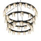 Meyda Lighting Loxley 70" 44-Light 3-Tier Blackwash Horizon Ring Chandelier With Mercury Shade Glass