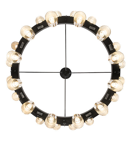 Meyda Lighting Loxley 70" 44-Light 3-Tier Blackwash Horizon Ring Chandelier With Mercury Shade Glass