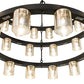 Meyda Lighting Loxley 70" 44-Light 3-Tier Blackwash Horizon Ring Chandelier With Mercury Shade Glass