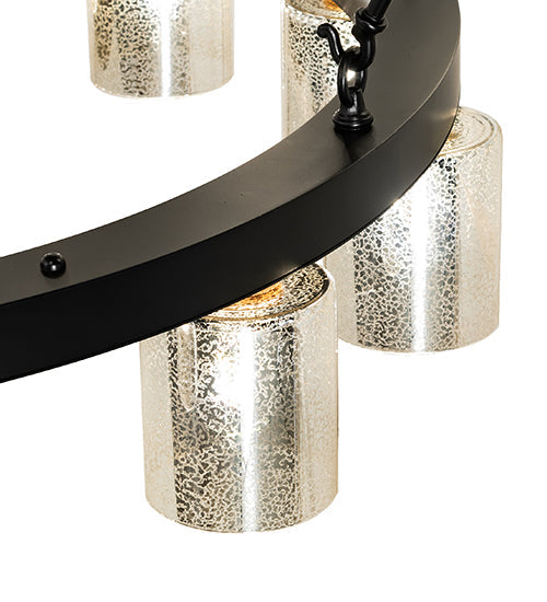 Meyda Lighting Loxley 70" 44-Light 3-Tier Blackwash Horizon Ring Chandelier With Mercury Shade Glass