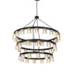 Meyda Lighting Loxley 70" 44-Light 3-Tier Blackwash Horizon Ring Chandelier With Mercury Shade Glass