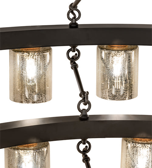 Meyda Lighting Loxley 70" 44-Light 3-Tier Oil Rubbed Bronze Horizon Ring Chandelier With Mercury Shade Glass