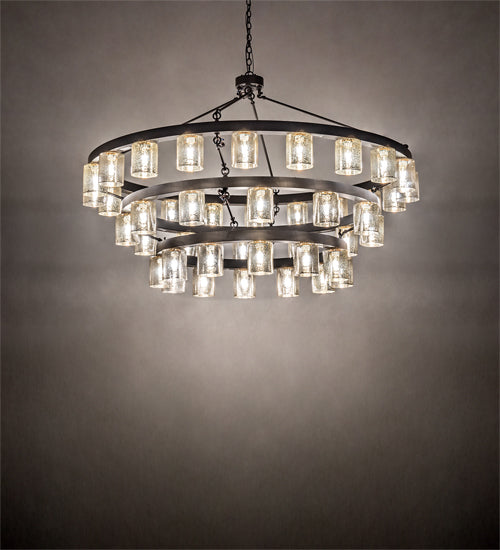 Meyda Lighting Loxley 70" 44-Light 3-Tier Oil Rubbed Bronze Horizon Ring Chandelier With Mercury Shade Glass