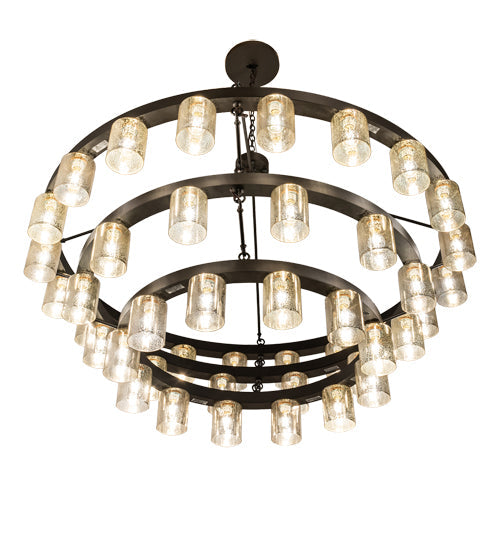 Meyda Lighting Loxley 70" 44-Light 3-Tier Oil Rubbed Bronze Horizon Ring Chandelier With Mercury Shade Glass